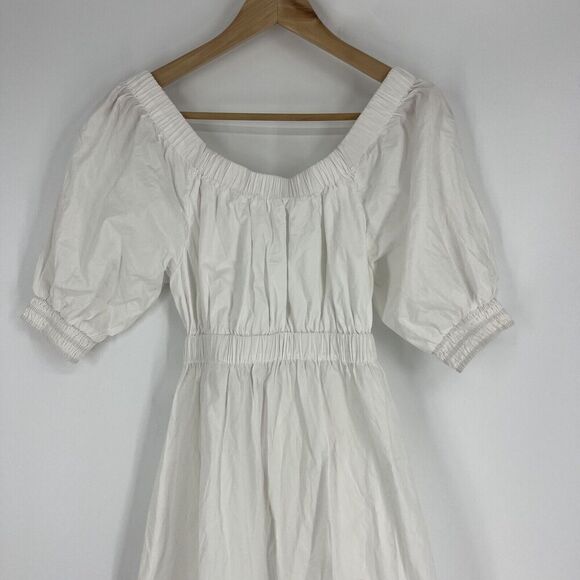 Free People Dress Size XS Womens White Midi Maxi Open Back Puff Sleeve Romantic - Picture 2 of 11